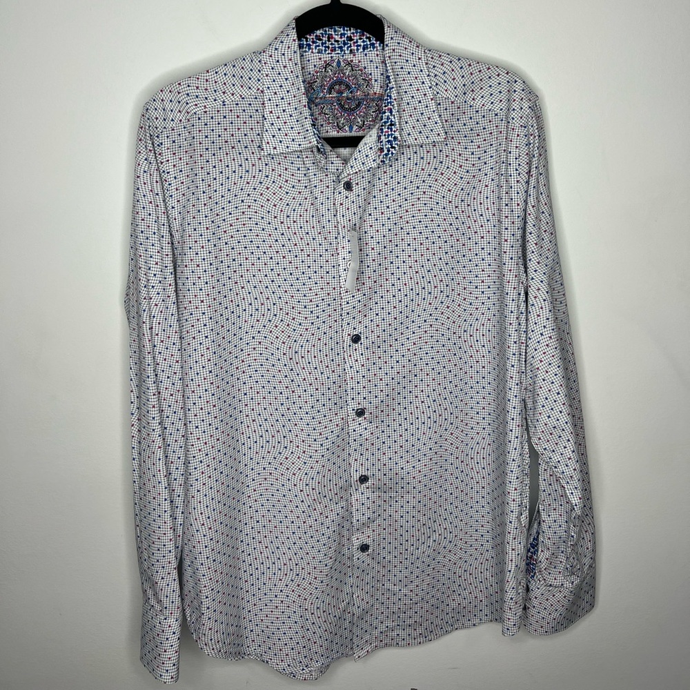 Robert Graham Drummond Polka Dot Shirt Multi White Men’s Medium